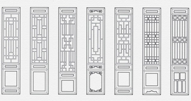 达川常用中式仿古花窗图案隔断设计图